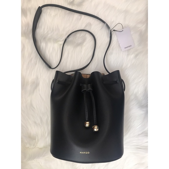 mango black bucket bag